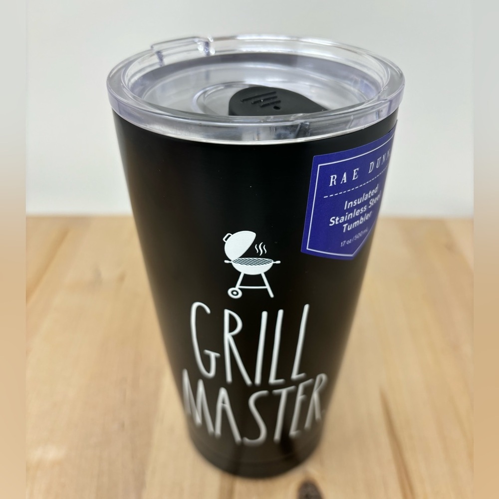 COPY - Rae Dunn GRILL MASTER Tumbler Black Stainless Steel Slide Top with White…